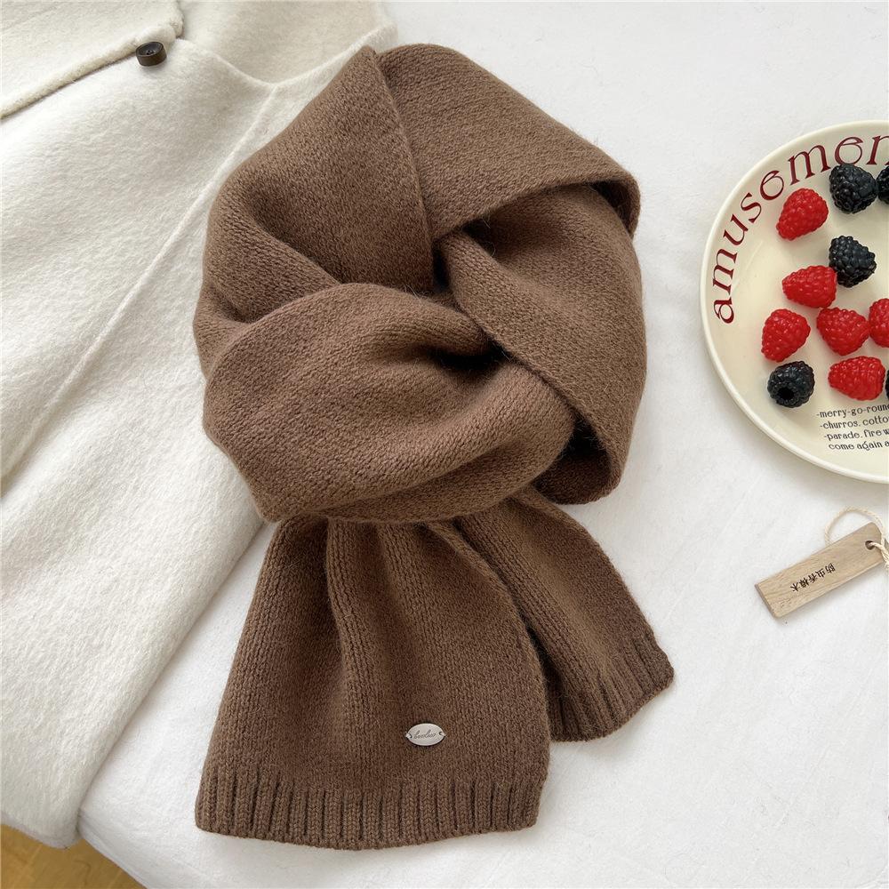 Novo cachecol de cor sólida para mulheres na primavera e no outono, fita versátil, faixa de pulso, decoração da moda, proteção de pescoço para estudantes, cachecol pequeno