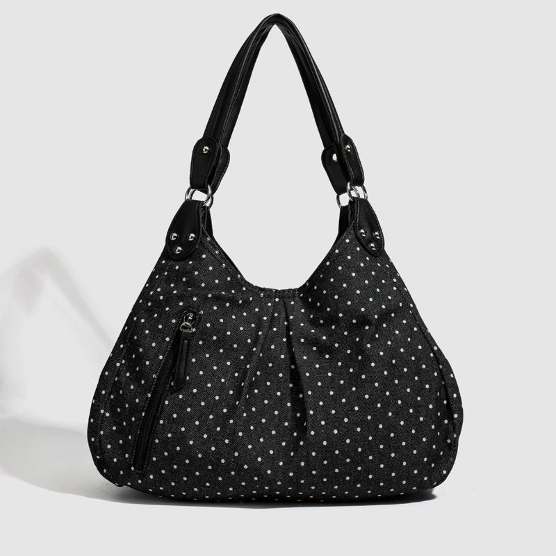 Fashiable Vintage Messenger Bags New Polka Dot Handbag Korean-style Large-capacity Tote Bags Versatile Comfortable Casual Bags