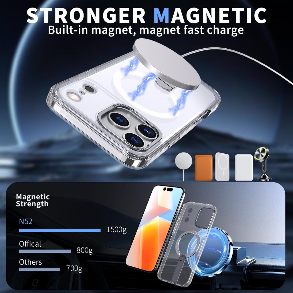 Case for Iphone 17 16 15 14 13 12 Pro Max 360-degree Rotation Holder Protective Case Wireless Charging Anti-Fingerprint Magnetic