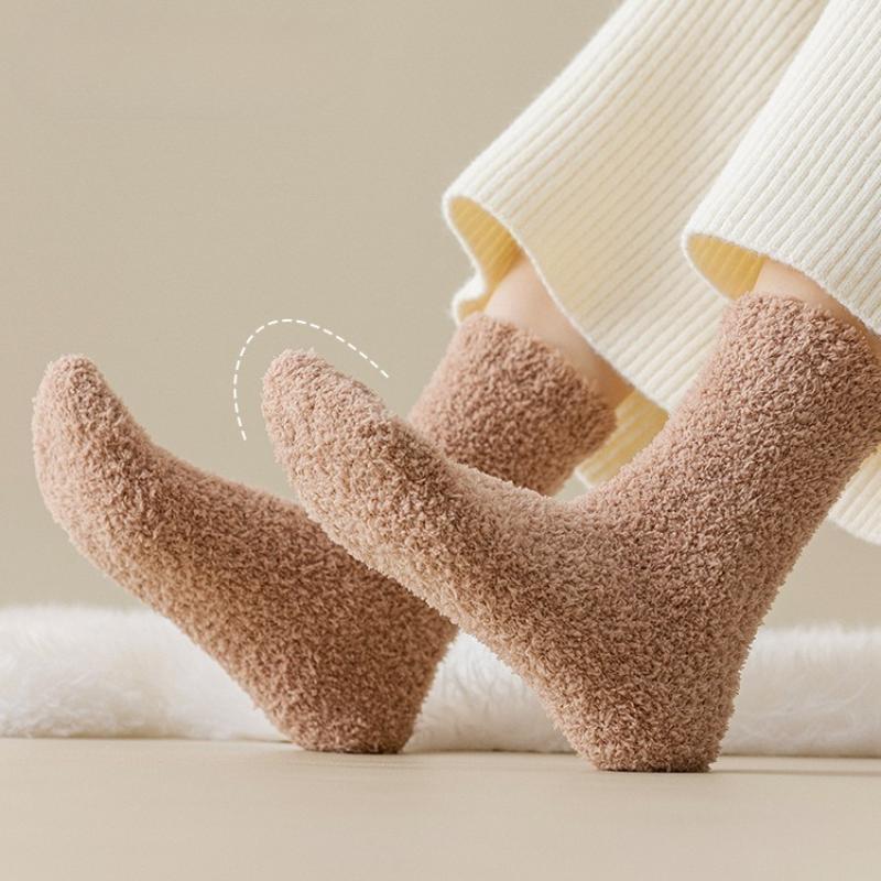 Autumn Winter Mid-Calf Socks Warm Floor Socks Women's Coral Fleece Socks