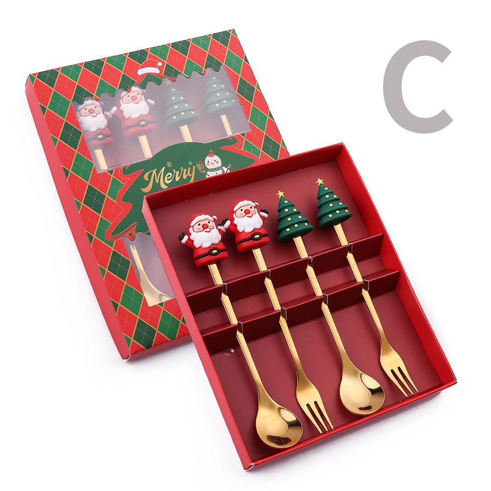 4pcs Christmas Coffee Spoon, Doll Cute Coffee Spoon Set, Stainless Steel Mixing Christmas Spoon, For Restaurant Christmas Party