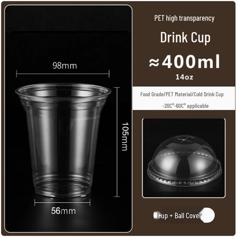 Disposable Transparent Plastic Milk Tea Cups with Dome Lids