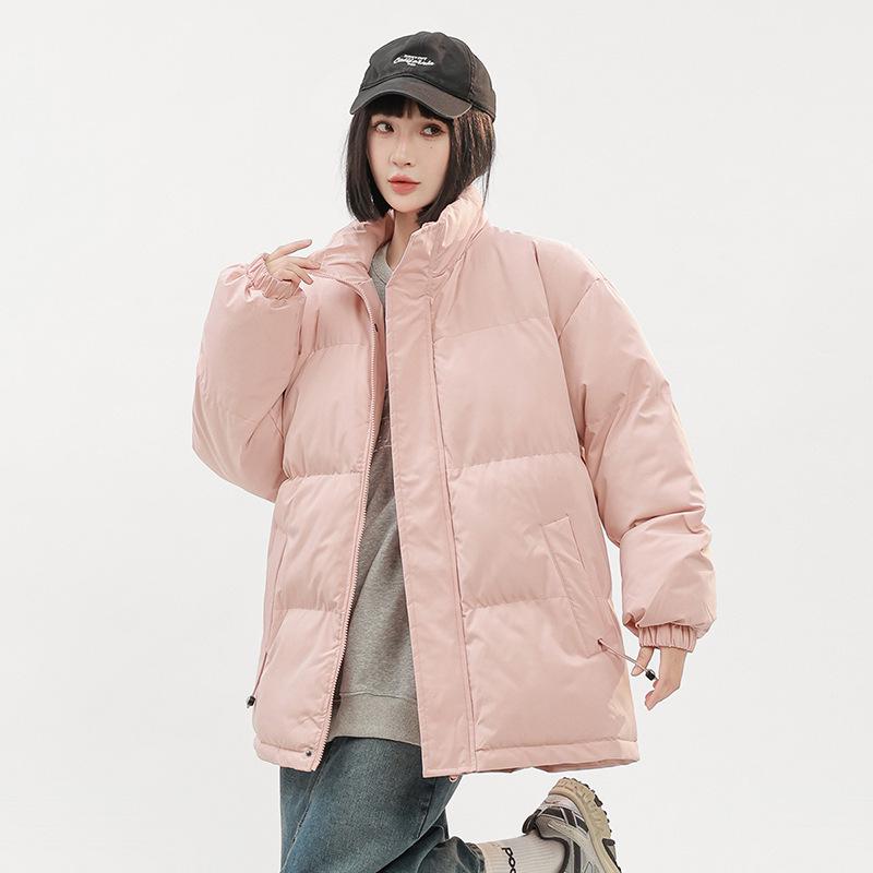 Men's Winter Stand Collar Cotton Padded Jacket - Casual Solid Color Warm Outerwear.