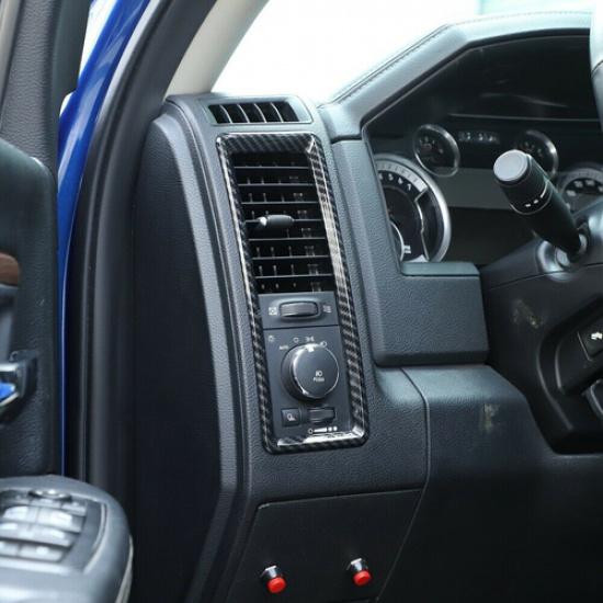 Carbon Center Console Air Vent Outlet Cover Trim Frame For Dodge Ram 1500 10-17