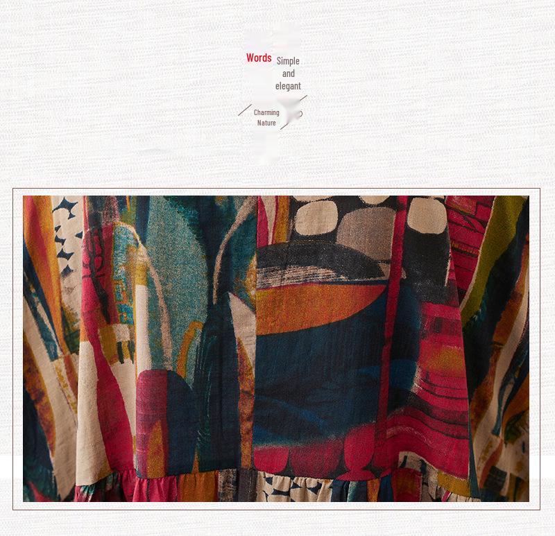 2023 Sommer Retro Übergröße Floral Locker Kleid für Frauen