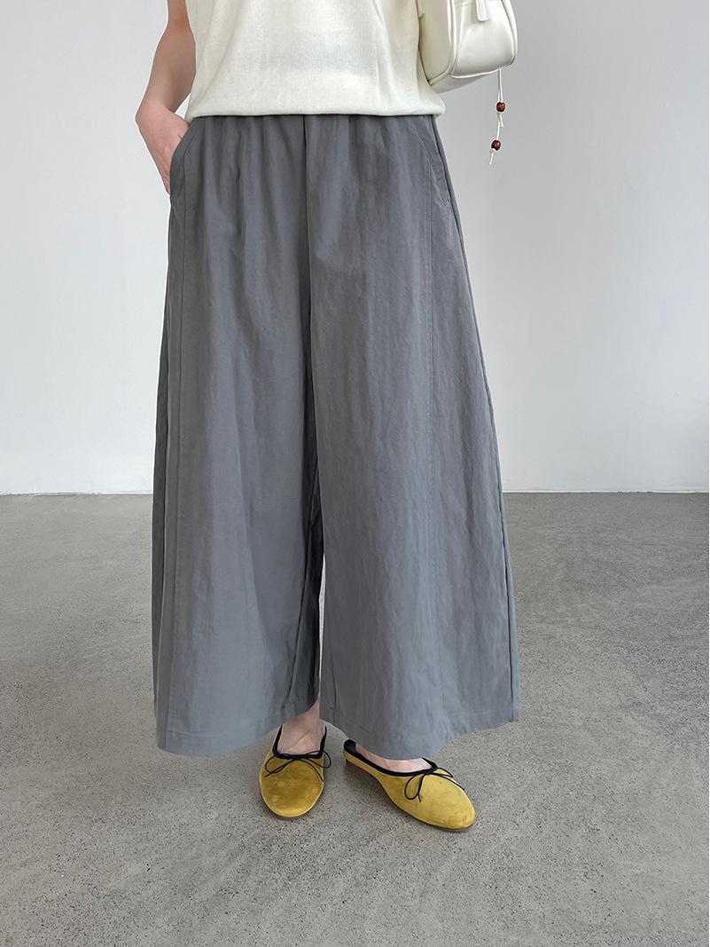 

Taoguan Women s Versatile 9-Point Wide-Leg Pants – Elastic Waist, Casual, Simple, Loose Fit for Spring & Summer (Style: D50066) Large темно-сірий