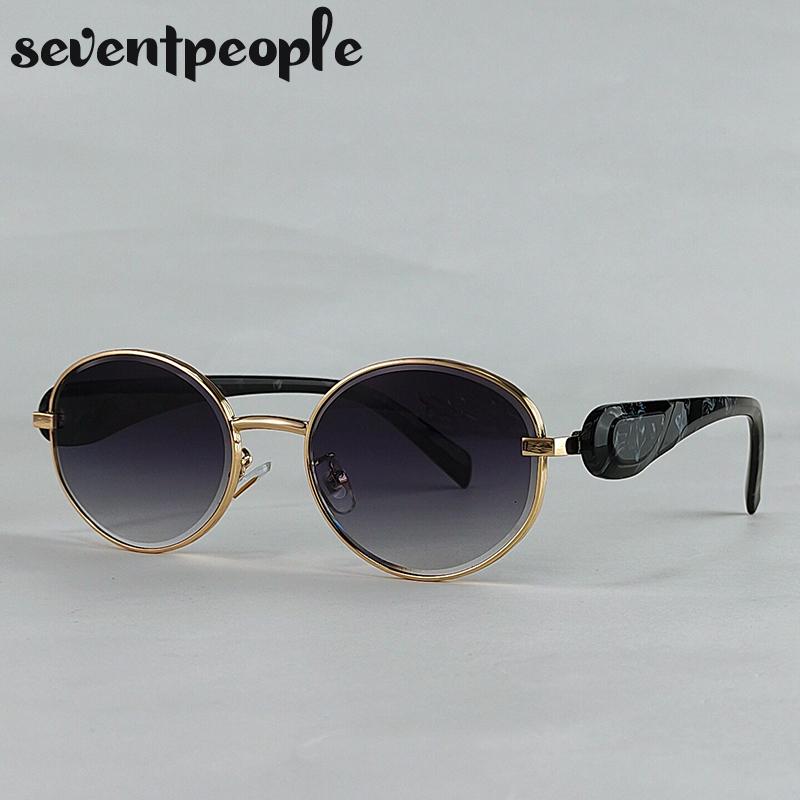 Small Frame Oval Steampunk Sunglasses Women  Luxury Brand Vintage Metal Punk Sun Glasses For Ladies Fashion Outdoor Shades