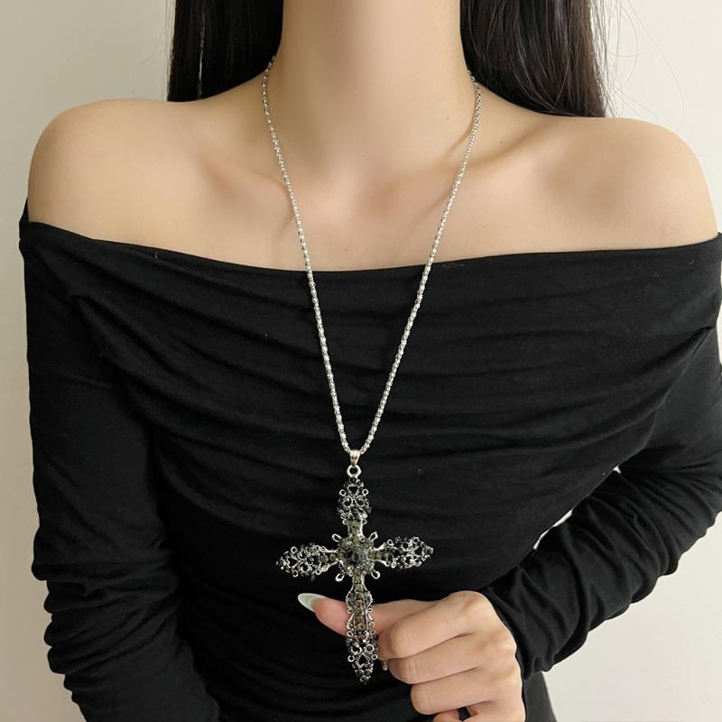 Goth Cross Pendant Necklace Women's Punk Style Fashion Jewelry Accessory Multilayer Chain Choker Necklaces
