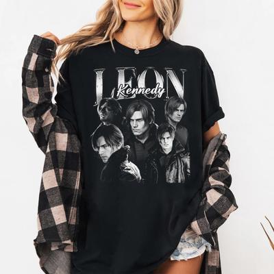 Resident Evil Requiem Leon Kennedy Koszulka Vintage Lata 90. Bootleg T-shirt Krótki rękaw Mężczyźni Kobiety na Wiosnę i Lato Unisex