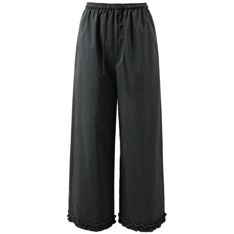 Sancai 2026 Spring Solid High-Waist Cropped Wide-Leg Pants M