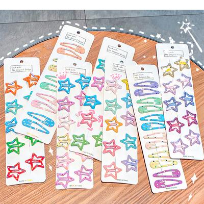 10Pcs Cute Colorful Star Waterdrop Shape Hair Clips For Girls Children Lovely Hair Decoration Hairpins Kids Hair Accessories