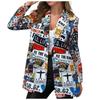 Women's Fashion  And Winter Newspaper Does Not Locate Printed Small Suit Jacket