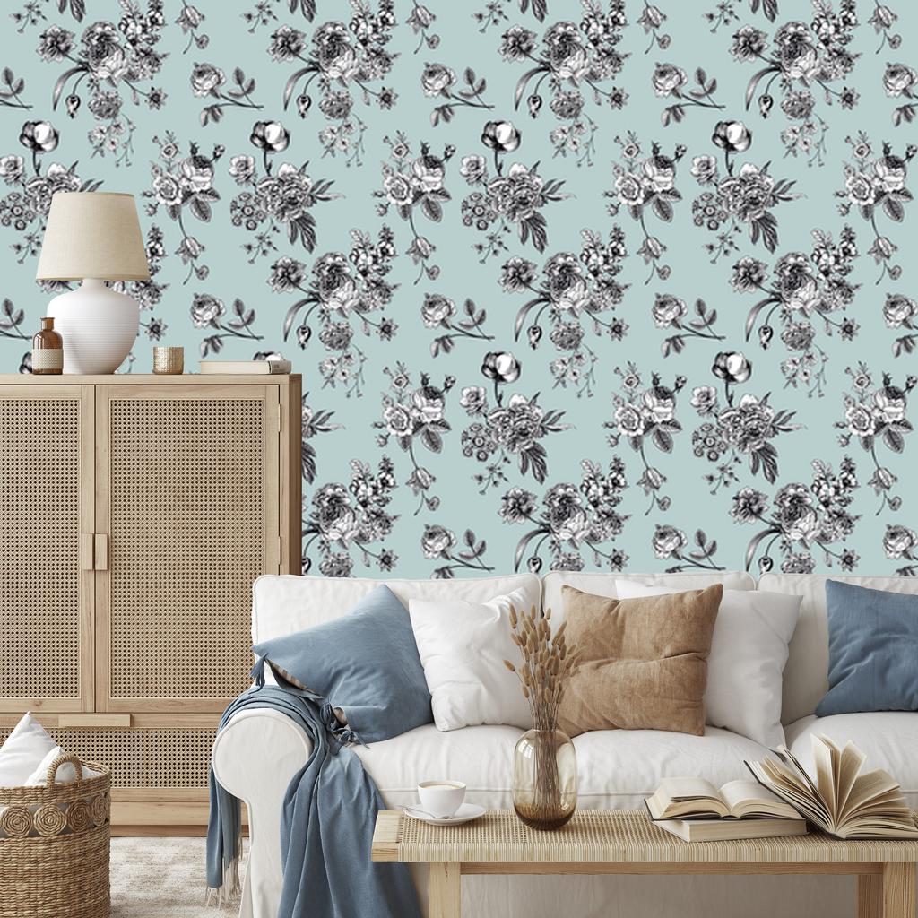 Stylish Blooming Flowers Wallpaper for Living Room and Bedroom 50x1000