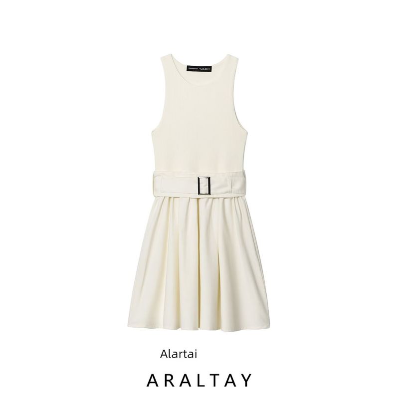 Araltay New Arrival Fashion Style Women's Clothing Fashion All-Match with Belt Twill Patchwork Dress 0264452