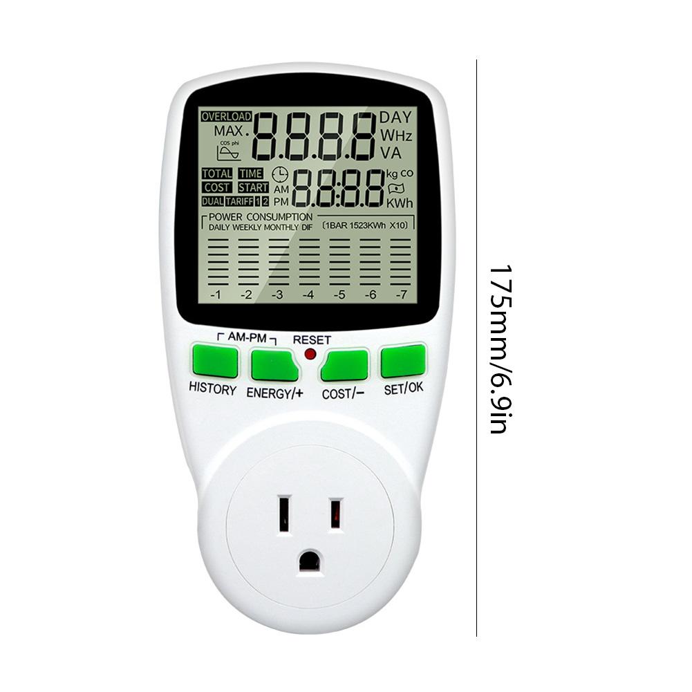 LCD Energy Consumption Monitor Max Working Current 16A Electricity Usage Monitor 50HZ 0.5W Digital Power Analyzer for Watt Meter