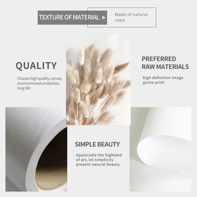 Nowoczesny Nordycki Obraz Płócienny z Kwiatami Trawy, Boho Nadmorski Krajobraz, Plakat i Druk na Ścianę do Dekoracji Domu, Salonu