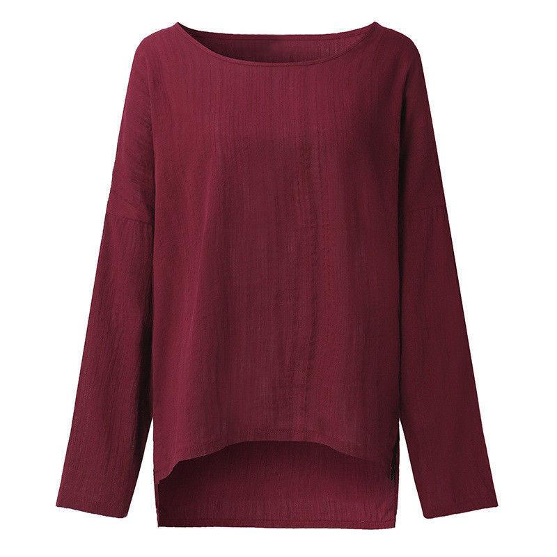 Women's Casual Vintage Cotton Linen Loose Long Sleeve Shirt For Effortless Style