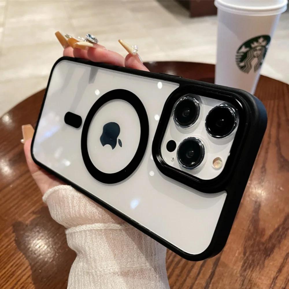 Desert Titanium Gold Magnetic Charging Phone Case for iPhone 16 15 14 13 12 11 Pro Max Plus Metal Lens Frame Magsafe Hard Cover