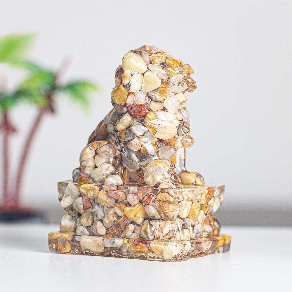 Resin Filled Natural Quartz Lion Figurine With Elegant Home Decor Gift For Adults