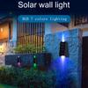 4pc/Set Solar Garden Lights RGB Color Changing Waterproof Fence Stairs Wall Lamp