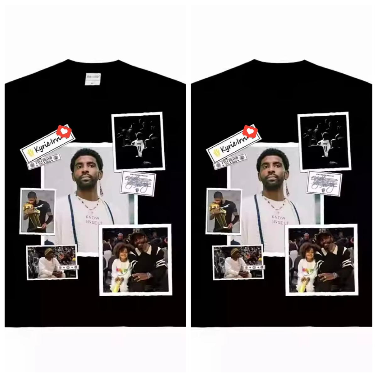 

Patterned Fashionable American-style Small Collar Street Distressed Basketball Round-neck Short-sleeved T-shirt M