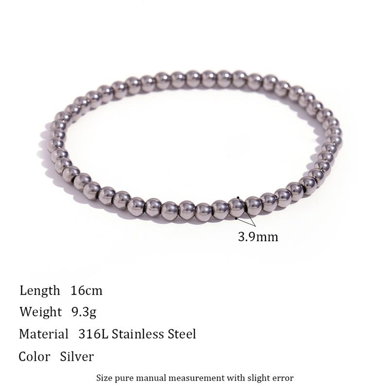 Simple Vintage Gold Silver Stainless Steel Elastic Bead Bracelet Punk Rock Style Party Accessories Jewelry