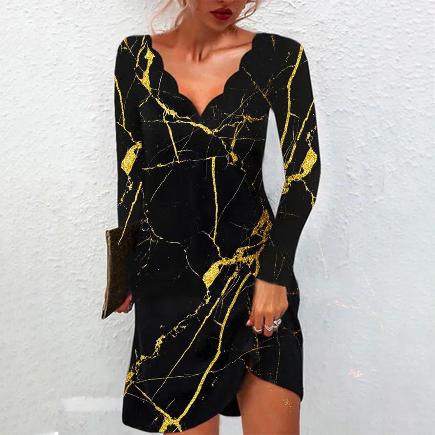 HNXC Robes décontractées à manches longues et col en v pour femmes, mode automne hiver