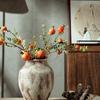 Wabi-Sabi Style Unglazed Terracotta Vase with Floral Design for Retro Living Room or Dining Table Decor