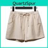 Pants Fashion Women Waist High Spring Summer Comfortable Linen Shorts Pants Solid Drawstring Large Size Thin Loose Wide Leg Shorts