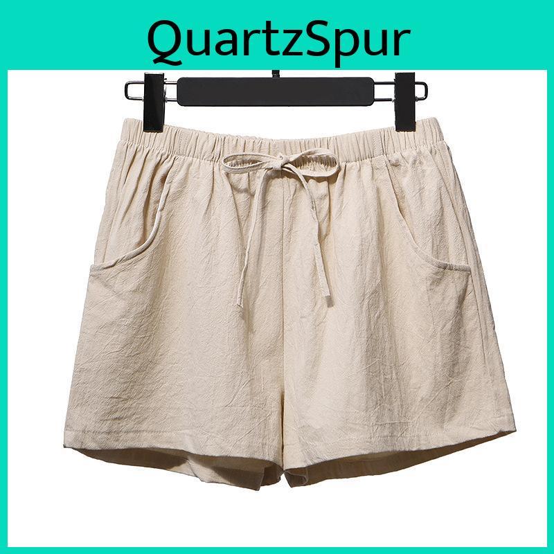 Pants Fashion Women Waist High Spring Summer Comfortable Linen Shorts Pants Solid Drawstring Large Size Thin Loose Wide Leg Shorts