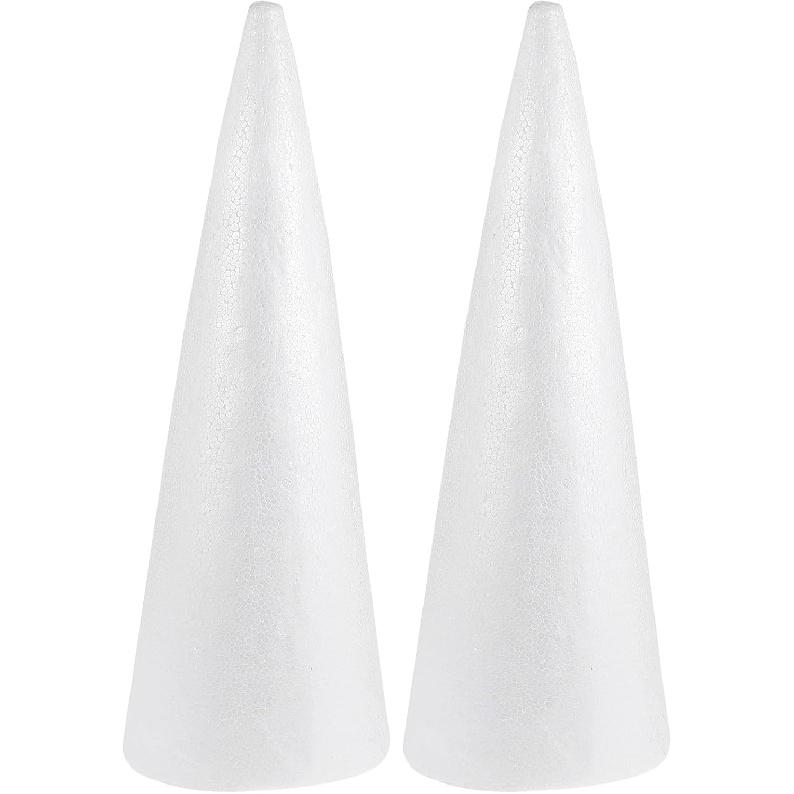 SUPVOX 2pcs Foam Cones Christmas Tree Cones for DIY Modeling Craft Floral Arranging Supplies (38x13.5cm)