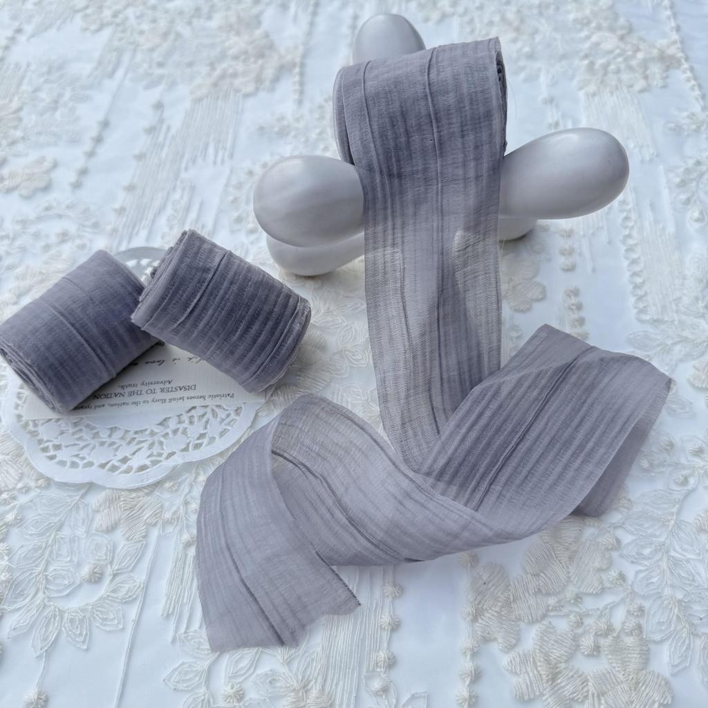 Elegant Striped Pleated Ribbons Simple Solid Color Chiffon Ribbons 5cm*5m Packaging Material Wedding Ribbons