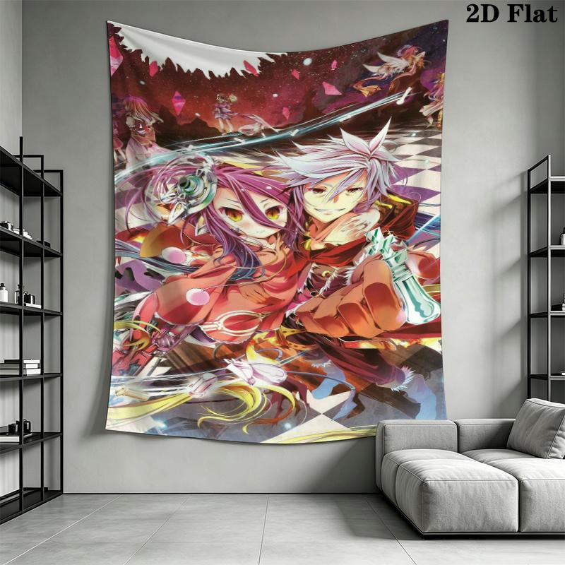 No Game No Life Wall Tapestry Aesthetic Wall Hanging Printed Fabric Blanket Decorative Tapestries for Bedroom Living Room Home Decor
