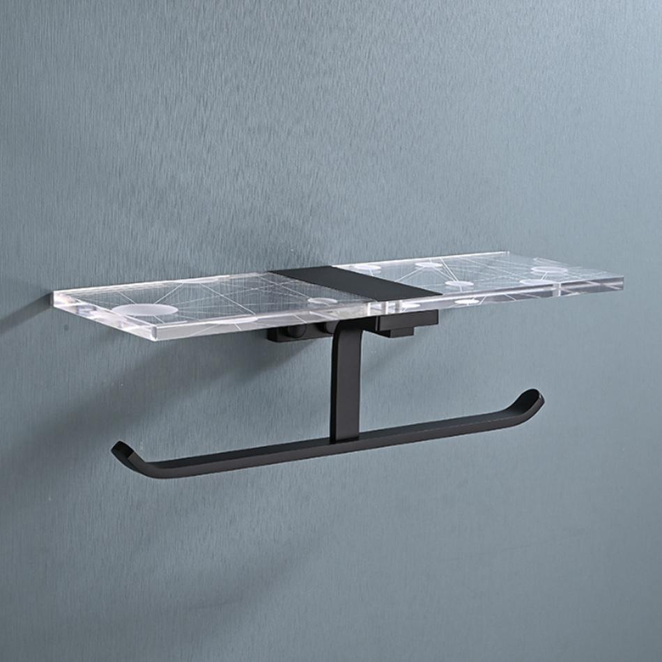 

Золотой держатель для туалетной бумаги с полкой, черный алюминиевый креативный акриловый двойной держатель для бумажных полотенец, вешалка для салфеток для ванной комнаты и кухни