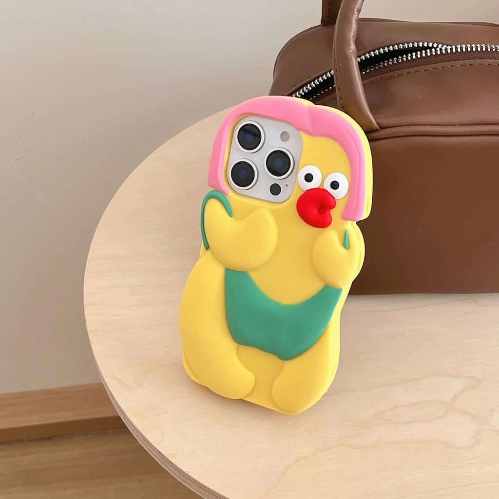 For iPhone 15 Pro Max Silicone Case Cute Chicken Design Shockproof Phone Back Cover