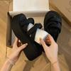 Premium muffin platform slippers women's summer wear 2025 new small height increase with skirt beach slippers