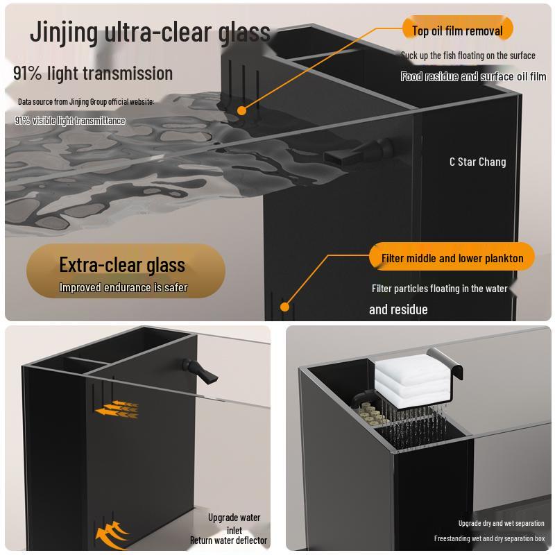 Starry 2025 Akwarium Szklane All-in-One z Filtrem Dno do Aquascapingu