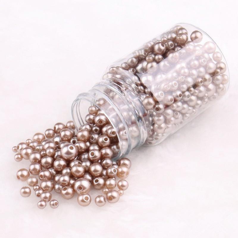 3-10Mm Solid Color Abs Round Perforated Imitation Pearl Handmade Diy Jewelry Beaded Bracelet Earrings Accessories Perforated Beads