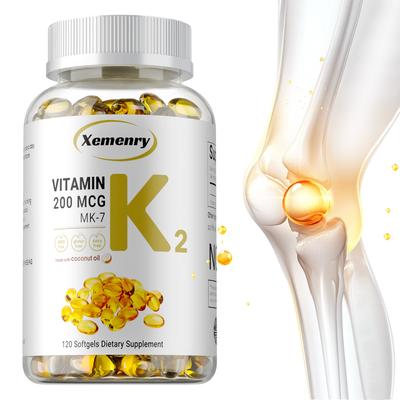 Vitamin K2 MK-7 Supplement, 200 Mcg Per Serving, Oil Softgles | Easily Absorbed, Active Menaquinone Form | Immune, Joint, & Heart Support