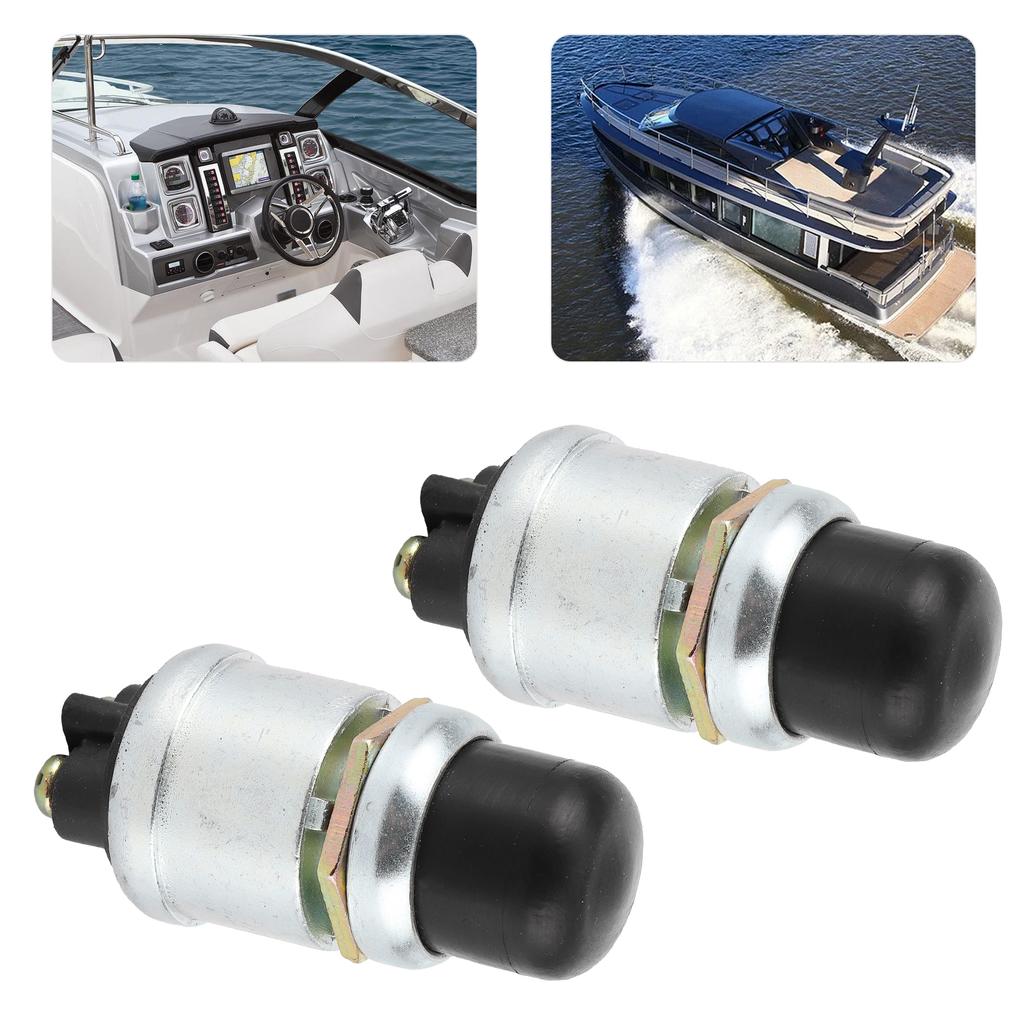 2Pcs Horn Engine Start Switch SPST Push Button Starter Waterproof 50A 12V for Car Boat