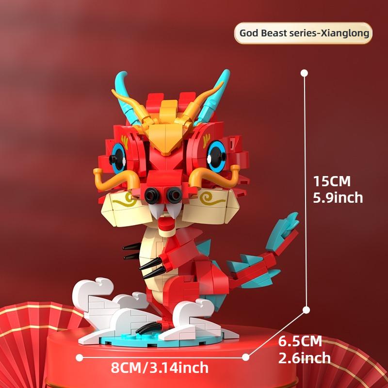 Chinese Style Divine Beast Building Blocks Assembled Children's Educational Toys Lucky Cat Koi Living Room Room Decoration Gifts