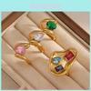 Geometric Stainless Steel Ring With Diamond Inlay For Women Fashion Jewelry
