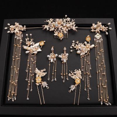 Traditionelle chinesische Haarnadel Gold Haarkämme Hochzeit Haarschmuck Stirnband Stick Kopfschmuck Kopf J