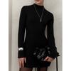 Women's Spring Knitted Dress Long Sleeve A Line Skirt for an Elegant and Playful Look