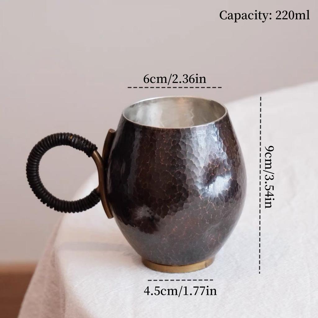 Pure Copper Coffee Mug ,Handcrafted Retro Engraving Hammer Texture 260 ml Beer Moscow Mule Tumbler Water Cup,Tea Water Tableware