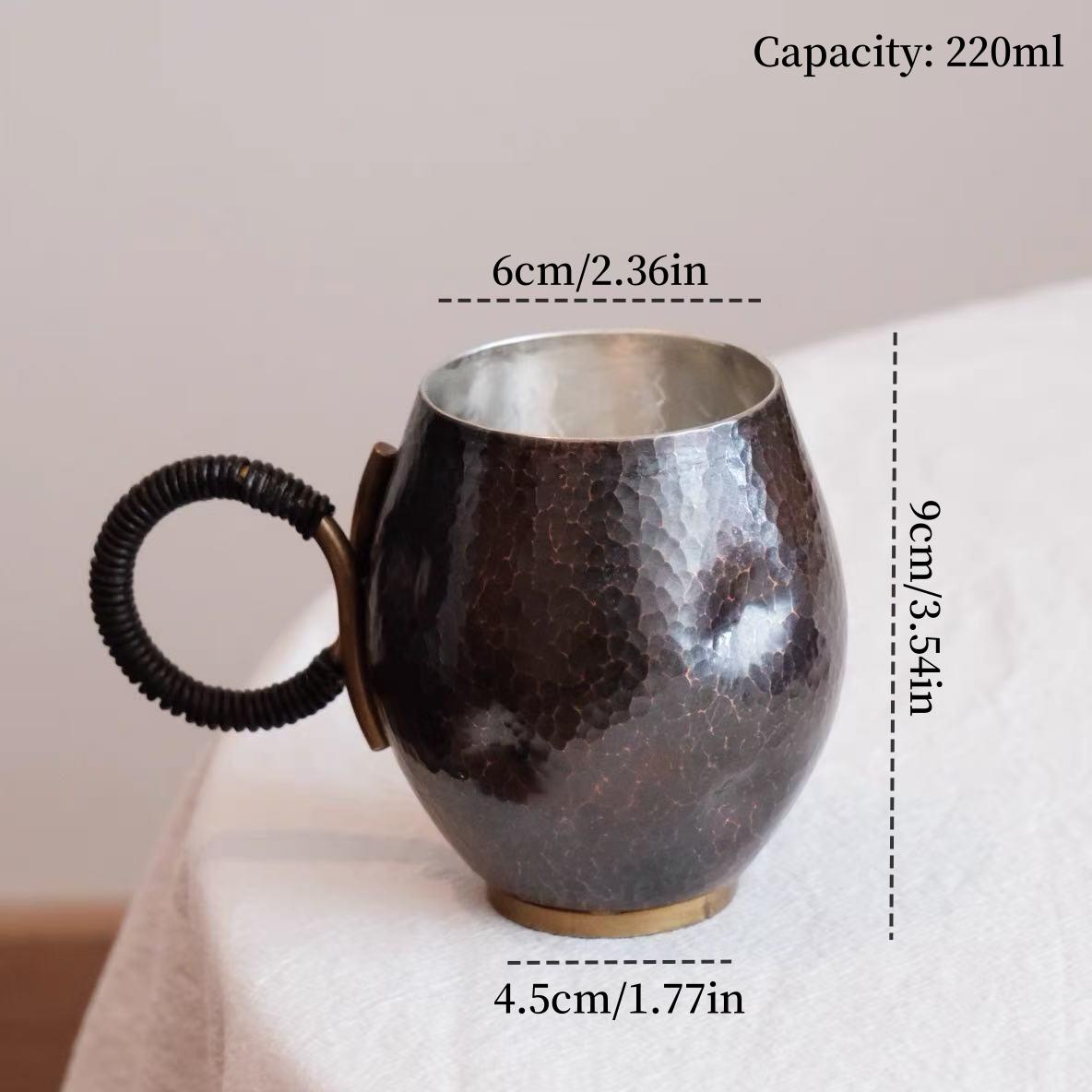 Pure Copper Coffee Mug ,Handcrafted Retro Engraving Hammer Texture 260 ml Beer Moscow Mule Tumbler Water Cup,Tea Water Tableware 220-260ml
