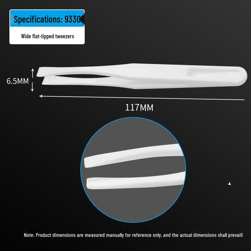 Plastic Anti-Static Tweezers Set: Pointed, Flat, Round, Black & White - Model 93303