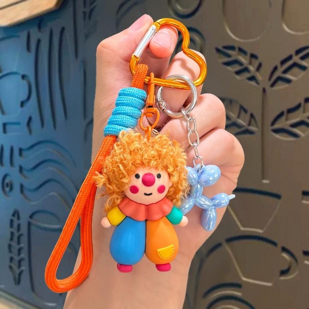 Funny Bag Charm Pendant Creative Curly-haired Doll Key Ring Curly-haired Clown Keychain for Women