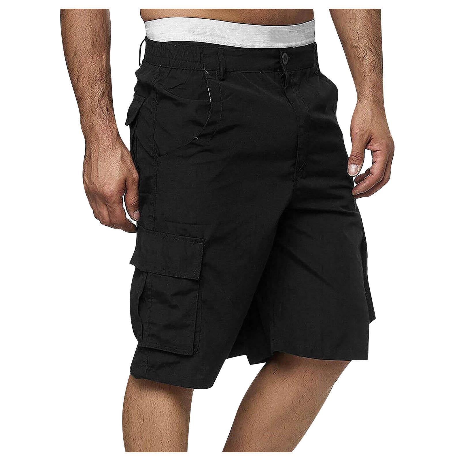 Men s Sports Pocket Workwear Casual Loose Shorts Casual Jogging Shorts L чёрный