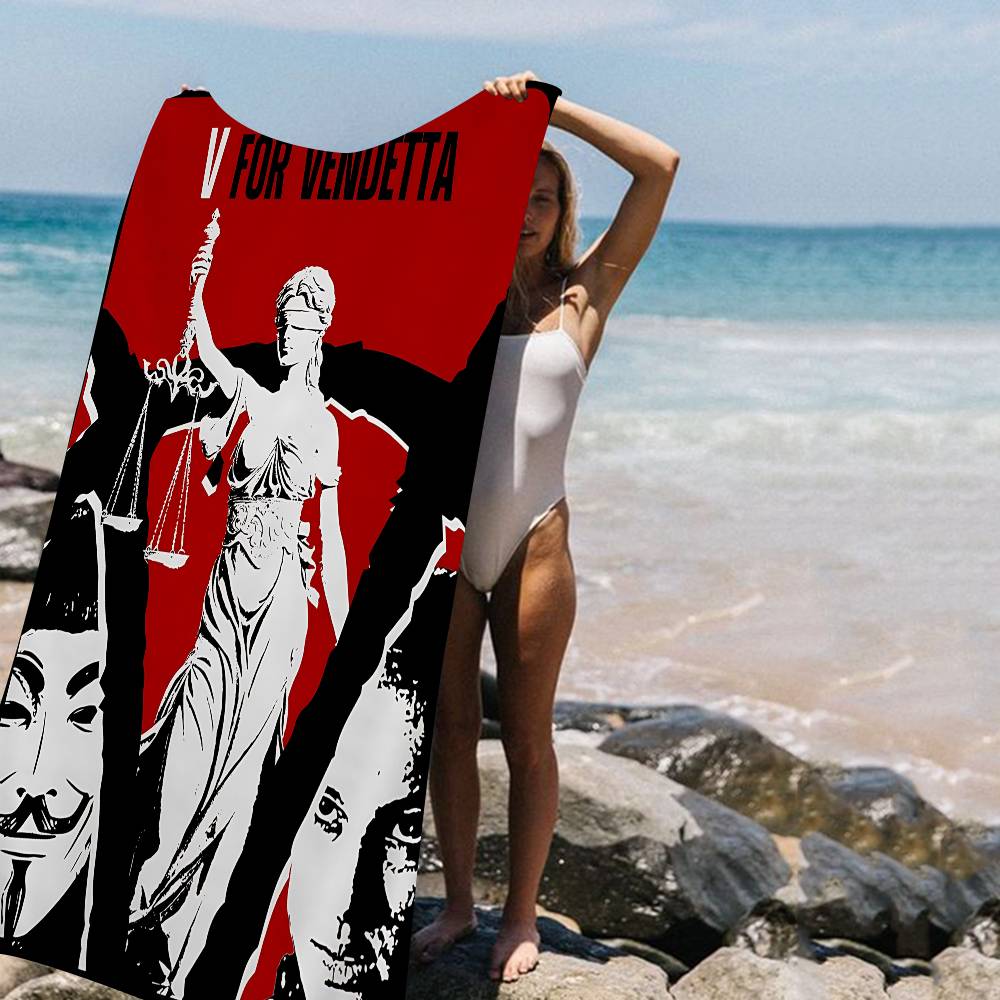 Science Fiction Film V For V-vendetta Anime Beach Swimming Towel Soft Absorbent Washcloth Children's Gifts For Kids Travel Gym